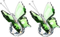 PATIKIL 2 Pcs Butterfly Crystal Paperweight, 75mm / 3 Inch Crystal Paperweight Paper Weight for Home Office Desktop Table Decor Wedding Party Jewelry Ornaments, Green