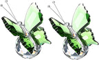PATIKIL 2 Pcs Butterfly Crystal Paperweight, 75mm / 3 Inch Crystal Paperweight Paper Weight for Home Office Desktop Table Decor Wedding Party Jewelry Ornaments, Green