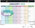 ANYZONE Desk Calendar 2026-2027, 18 Months Calendar from Jan. 2026 to Jun. 2027, 17" x 12" Large Desktop/Wall Monthly Calendar with Corner Protectors, Ample Space ＆ Target for Home, School, Office