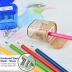 Small Pencil Sharpener for Kids, BOPART 24pcs Colored Pencil Sharpeners Manual Handheld Pencil Sharpener in Bulk for School Classroom Home Office, Dual Holes Sharpener Work on Crayon or Makeup Pencils