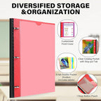 WOT I Telescoping Project Organizer 2-Pack, Refillable Binder with Dividers and Pockets, 13 Pocket Folders, 1 Inch 3 Ring Binder, Red