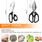 2-Piece Kitchen Scissors (1 Heavy-Duty Poultry Shears + 1 Chicken Bone Scissors) Stainless Steel Cooking Shears, Multi-purpose Kitchen Shears for Meat, Fish, Vegetables and Poultry
