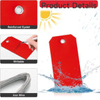 Heavy Duty Plastic Shipping Tags - Waterproof Hang Tags with String Wires, Ideal for Car Parts & Equipment (Red, 4 3/4 x 2 3/8)