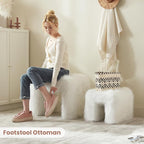 ZYKZYK Small Ottoman Set of 2 Vanity Stool Chair with Modern Ottoman Foot Rest M-Shaped Design for Bedroom Entryway Makeup Vanity Entryway (2-in-1) White