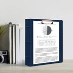 Ospelelf 3 Ring Binder With Clipboard - 2 Inch Vintage Leather Organizer for Letter Size (8.5" x 11"), Professional Dividers With 5 Tabs, Dark Blue