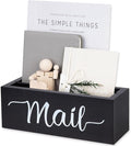 Lucundm Desk Mail Organizer, Mail Organizer Countertop, Wood Desk Mail Storage Box, Envelop Holder for Home Office (Black-2 slot)