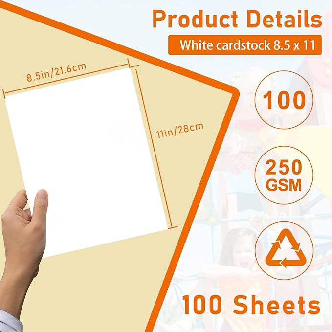 100 Sheets White Cardstock 8.5 x 11 Certificate Paper, 92lb Heavyweight Card Stock Printer Paper for DIY Cards Making, School Crafting, Memus, Business Cards, Wedding Invitations