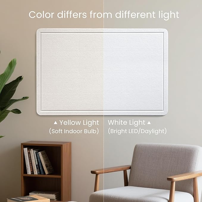 lightomorrow Large Bulletin Board - 48 x 36 Inches, Decorative Felt Pin Board for Wall - 4' x 3' Foldable Photo Display Board with Self-Adhesive Tape, Includes 20 Push Pins - White