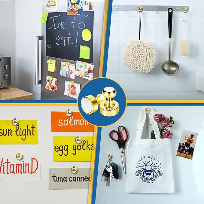 LOVIMAG Fridge Magnets 25 Pcs Refrigerator Whiteboard Small Strong Magnet Classroom Kitchen Accessories Decorative Locker Set Decor Must Haves Office Calendar Refrigerador Magnetic Cute Crafts Gold