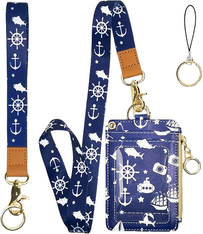 Lanyard Wallet,Wallet Lanyard,lanyards for id Badges,lanyards for id Badges for Women,Lanyard Wallet for Women,Fashion Badge Holder with Zipper（Cruise Ship）