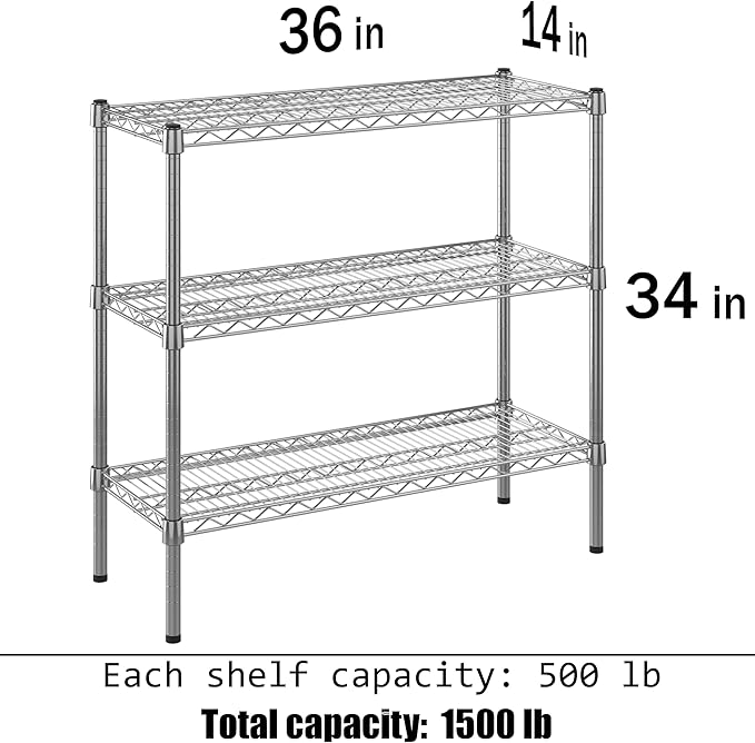 Regal Altair 14" Deep x 36" Wide x 34" Height Wire Shelving Kit | 3-Tier | NSF Commercial Storage Rack Unit