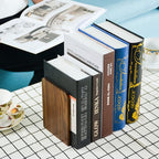 Large Bookend Hold Heavy Books- 7x4x5in 2 Pack Wood Bookends for Heavy Books Heavy Duty Walnut Book Ends for Men Wood Bookends for Office Desk Non-Skid