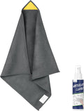 loukin Magnetic Whiteboard Cleaning Cloth, Dry Erase Cleaning Cloth for Classroom, Home and Office Use, Reusable & Washable, Gray, 12" x 12", 1 Bottle of 3.4 fl oz Whiteboard Cleaner Included