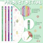 Leinuosen 30 Pcs Scented Pencils Bulk for Kids Inspirational Cute Fun Wood Smelly Pencils with Erasers Fruit Elements for School Classroom Office Students