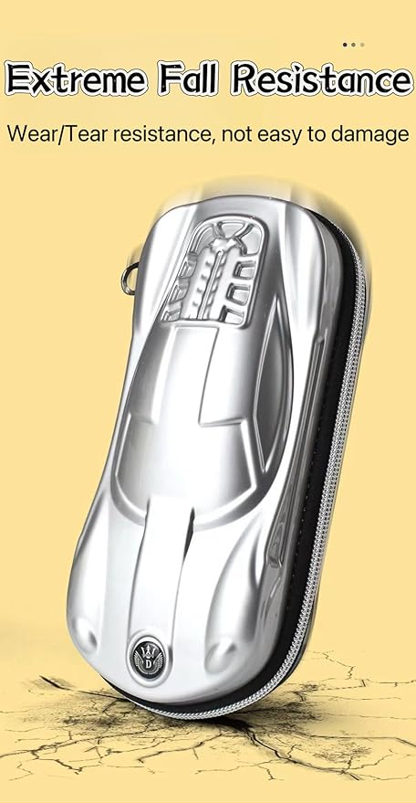 XZR Supercar Pen Case Box Bag Stocking Stuffers Large Capacity Organizer Cool Supercar Pencil Bag Storage Box EVA Material Nice Gift (Silver)