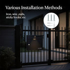 Solar Wall Mount Mailbox for Outside - Auto LED Light at Dusk, Large Locking Mail Box (13 x 3.7 x 12.2 Inches) with Key, Secure Metal Mailboxes for House Outside, Waterproof & Rust-Proof