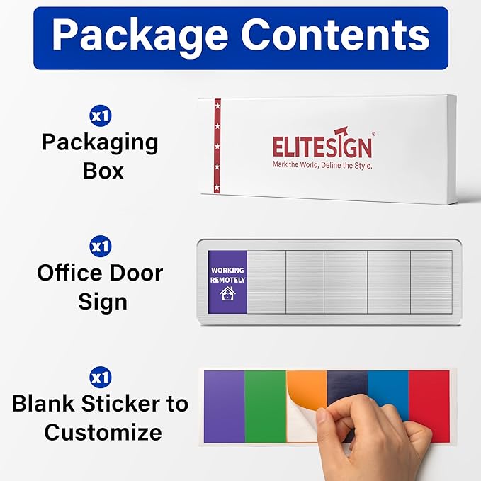 Office Door Signs with 5 Printed Status Options – Do Not Disturb, Out of Office, In a Meeting, Please Knock, Work from Home – Includes Custom Personalized Blank Sticker for Privacy Workspace or Studio Available and Away