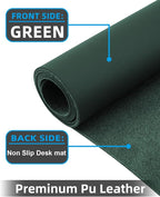 Extra Large Desk mat, Leather Desk Pad Protector,Office Desk Mat,Mouse Pad, Non-Slip Desk Blotter, Laptop Desk Pad, Waterproof Desk Writing Pad for Office&Home (Dark Green, 55" x 17")