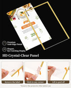 Dynta Acrylic Sign Holder 4x6 8 Pack Double Sided Clear Plastic Display Stands, Tabletop Menu Holder, Flyer Display for Wedding, Party, Restaurant, Office, Retail (Gold Frame)