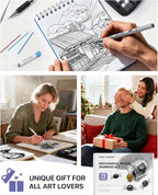 Four Candies 73PCS Advanced Art Supplies Drawing Kit with Fineliner Pens, Mechanical Pencils, 3-Color Sketchbook, Charcoal Sticks,Pastels for Sketching Drawing Comics Gifts for Professionals Artists