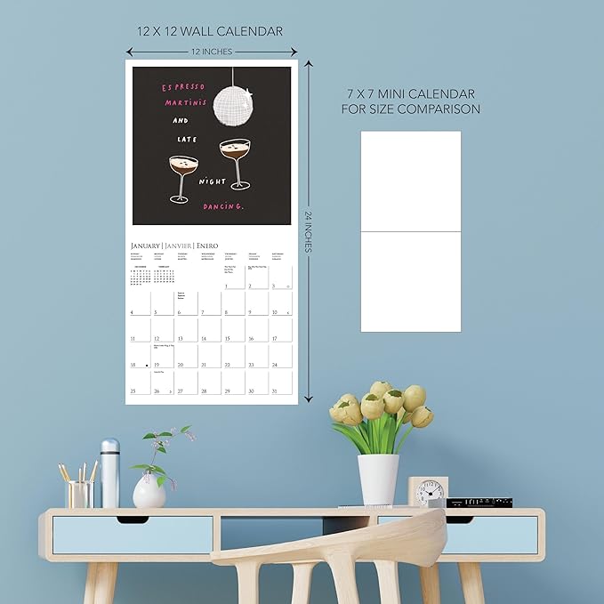 Graphique 2026 Simple Joys Wall Calendar | 12” x 12” | Thick Paper | Home & Office Organizer | Large Monthly Grid | 3 Languages & Marked Holidays | 4 Month Preview Page for 2027