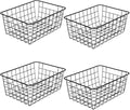 LeleCAT Wire Storage Baskets,Metal Wire Food Storage Organizer Bin Basket with Handles for Kitchen Cabinets, Pantry, Bathroom, Closets, Garage,Black 4 Pack