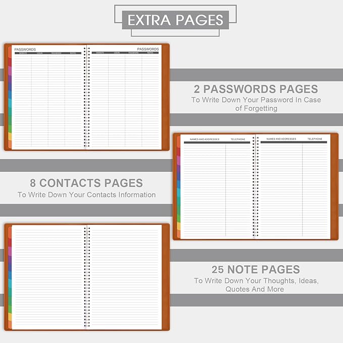 2026 Monthly Planner - 2026 Calendar/Planner 12 Months with Faux Leather, 8.86" x 11.4", Jan.2026 - Dec.2026, 15 Notes Pages, Strong Twin - Wire Binding, Pocket, Monthly Tabs, Perfect Organizer