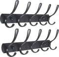 SKOLOO Modern Metal Wall Coat Rack with 5 Hooks, Pack of 2, Sturdy Wall Hook Rack for Hanging Coat, Jacket, Clothes, Hat, Matte Black