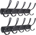 SKOLOO Modern Metal Wall Coat Rack with 5 Hooks, Pack of 2, Sturdy Wall Hook Rack for Hanging Coat, Jacket, Clothes, Hat, Matte Black