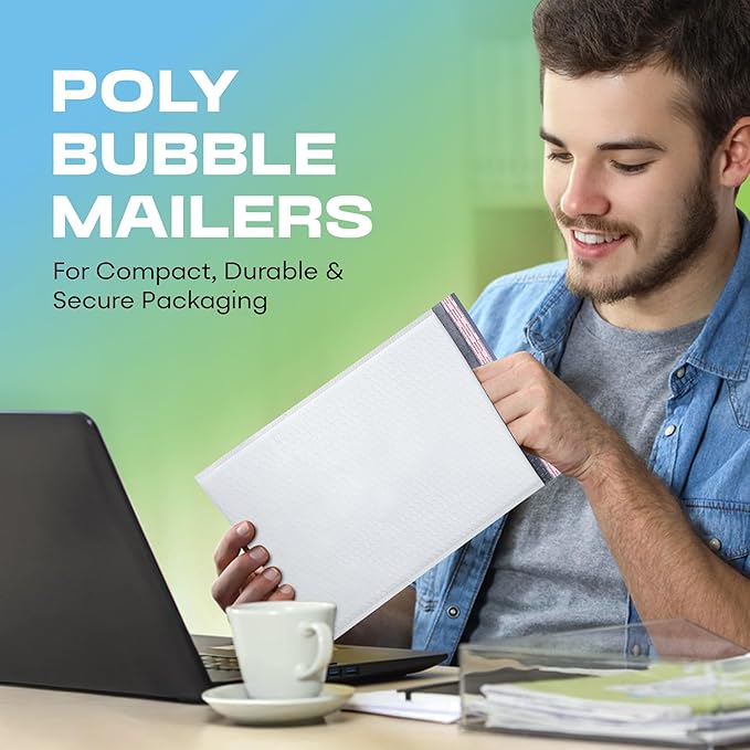 White Small Bubble Mailers 4x8 Inch #000 | Thick Padded Poly Bubble Mailer Envelopes | Waterproof Mailing Envelopes | 1000 Pack Bulk | Trading card sports Card Shipping