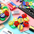 Fainne 800 Pcs Pencil Sharpeners Bulk for Kids Colorful Manual Pencil Sharpeners Compact Portable Handheld Crayon Back to School Supplies for Kids Students Home Office Classroom Prizes (Multicolor)