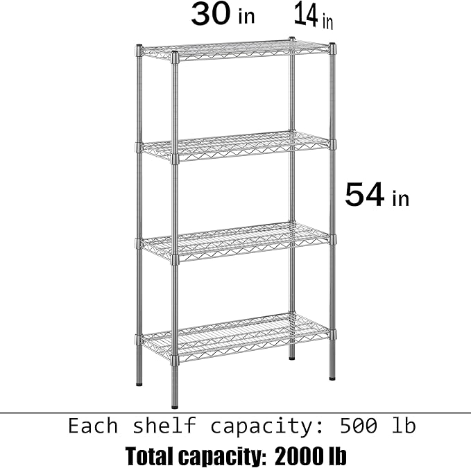 Regal Altair 14" Deep x 30" Wide x 54" Height Wire Shelving Kit | 4-Tier | NSF Commercial Storage Rack Unit