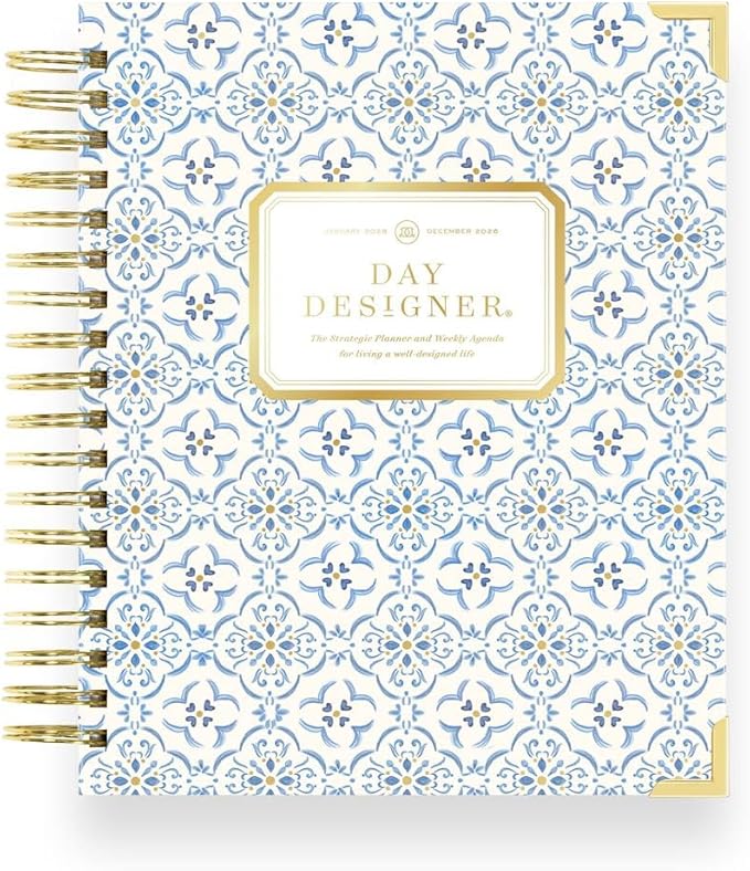 Day Designer 2026 Weekly Planner – Premium Planner for Stylish Organization. Combines Weekly & Monthly Calendars, Daily Schedule, Notes Pages, Goal Setting, Stickers, Pocket & More. Elegant Laminated Cover with Gold Accents (Casa Bella Design - 2026)