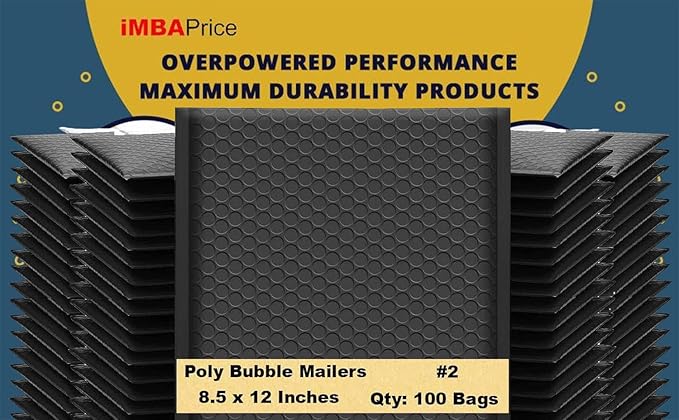 iMBAPrice 14.25x20 Inch Black Poly Bubble Mailers #7, 50-Pack Jumbo Padded Envelopes, Self-Seal Polybubble Shipping Bags for Large Packages