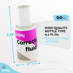 Enday Liquid Correction Fluid Pack of 4, White Fluid .7 fl. Oz. / 20 ml Multi-Purpose Smooth Corrector for school, Office, and Home – by Enday
