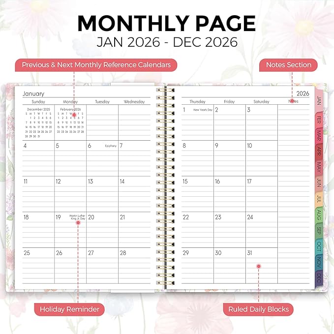 2026 Planner, Weekly and Monthly Planner, 8.5" x 11", January 2026 - December 2026, Agenda Planner with Monthly Tabs, Goal Setting & Time Management Organizer for Women & Men