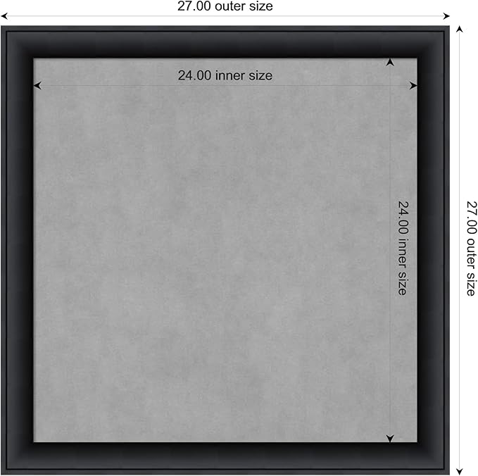 Amanti Art Black Framed Magnetic Board 27x27 Medium Vision Board for use with Magnets, 100% Metal Sheet to Display Items as Office Decor or for Home Organization in mudroom, Kitchen or Kids Room