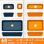 FLYVOLE Tool Box Organizer Tray, Toolbox Desk Drawer Organizer, Tool Box Tray, Toolbox Organization Storage for Rolling Tool Chest (60PCS (Blue+Orange))