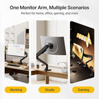 monTEK Single Monitor Arm with USB for Max 45 Inch Ultrawide Screens Adjustable Monitor Desk Mount Holds 35 Lbs Cable Management with C Clamp/Grommet Desk Mount, VESA 75/100mm, MA1007UCBK