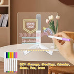 CAPOT Acrylic Dry Erase Board with Light 5.9 X 5.9” Light up Dry Erase Board with Stand as a Glow Memo LED Letter Message Board Led Note Board White Board with 7 Color Pen for Office School Home