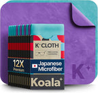Koala Lens Cleaning Cloth | Japanese Microfiber | Glasses Cleaning Cloths | Eyeglass Lens Cleaner | Eyeglasses, Camera, VR/AR Headset, and Screen Cleaner | Blue & Purple (Pack of 12)