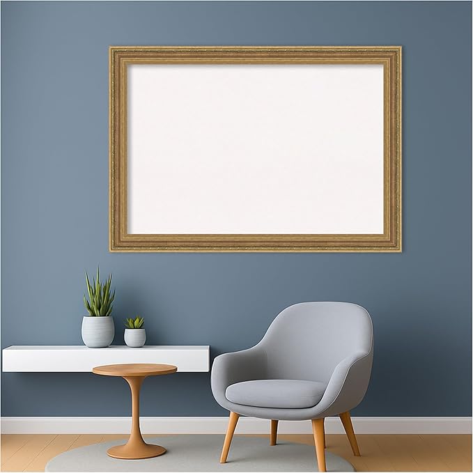 Amanti Art White Cork Board for Wall, 29x41 Vision Board with Gold Frame, Large Corkboard Office Decor for Home Organization, Traditional Corkboard Pinboard to Display Items for Home Organization