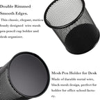 SNOW COOLER Pen Holder Pencil Holder Mesh Metal Pen Cup Holder Pencil Cup Holder for Desk Office Home Pen Organizer Black, 6 Pack