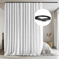 MaKefeile Room Divider Curtains with Flexible Ceiling Tracks Set,Blackout Curtain Ceiling Mount Curtain Track Privacy Room Dividers Ceiling Track Curtain Rod(White Drape & Black Rail W 12.5 × H 9 FT)