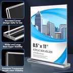 Eocnrhe Acrylic Sign Holder 8.5 x 11 6 Pack, Double-Sided Clear Sign Holder Plastic Stands for Display, Table Sign Stands, T Shape Flyer Holder
