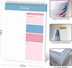To Do List Notepad - Daily Planner Notepad Undated 52 Sheets Tear Off, 6.5" x 9.8" Checklist Productivity Organizer with Hourly Schedule for Tasks