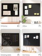 Fluxynara Foldable Cork Board Alternative, Felt Bulletin Board 24" x 18" Black Frame with 16 Adhesive Tabs, Pin Board for Home Office, Classroom, Entryway, Kitchen Wall Decor—Black