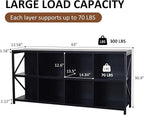 VAKATRELL 8 Cube Storage Organizer Bookshelf, Industrial Horizontal Bookcase, Accent Cubby Shelf, Media Console Table for Living Room, Home Office, 13.6" D x 63" W x 30.9" H, Black