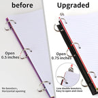 Tashkummy 360° Pivotable 3 Ring Binder, Upgraded Foldable Binders 1 inch 12 Pack, Thin Small Three Ring Binder Fits 8.5" x 11", for Home, School and Office- Black, Purple, Pink, Blue, Green, Red
