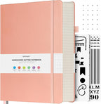 OFFIGIFT Dotted Journal Notebook, 312 Numbered Pages Large B5 Hardcover Leather Notebook, 100gsm No Bleed Paper Dot Grid Notebook with Index Pages, Dot Journal for Women Men, 7.6'' X 10'', Pink